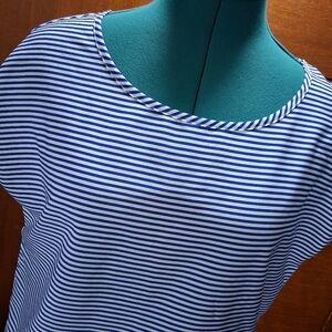 Blue and White Striped Women's Top